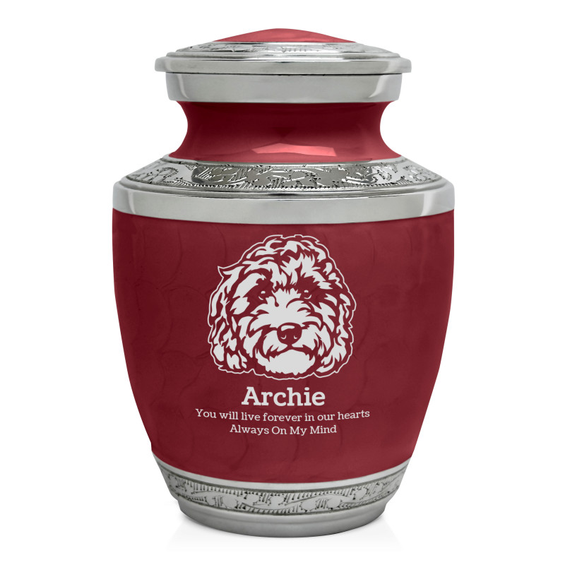 Small Labradoodle Pet Cremation Urn - Rose Red