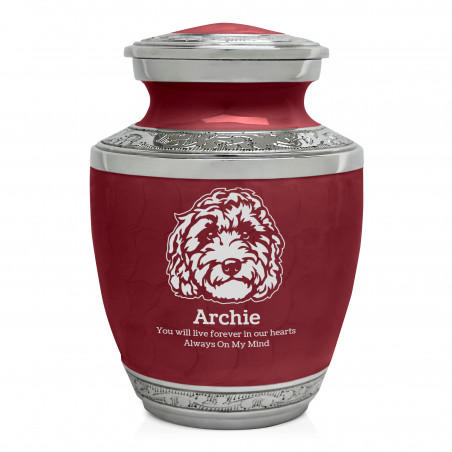 Small Labradoodle Pet Cremation Urn - Rose Red