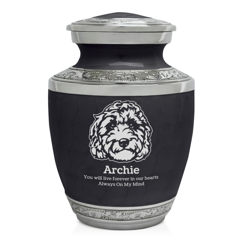Small Labradoodle Pet Cremation Urn - Ebony Black