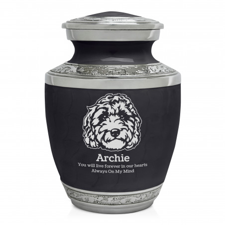 Small Labradoodle Pet Cremation Urn - Ebony Black