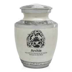 Small Labradoodle Pet Cremation Urn - Radiant White