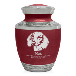 Small Shorthaired Daschund Pet Cremation Urn - Rose Red