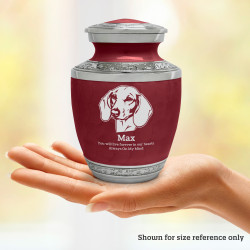 Small Shorthaired Dachshund Pet Cremation Urn - Rose Red
