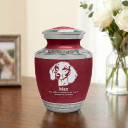 Small Shorthaired Dachshund Pet Cremation Urn - Rose Red