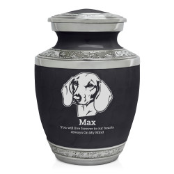 Small Shorthaired Daschund Pet Cremation Urn - Ebony Black