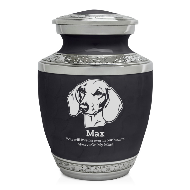 Small Shorthaired Dachshund Pet Cremation Urn - Ebony Black