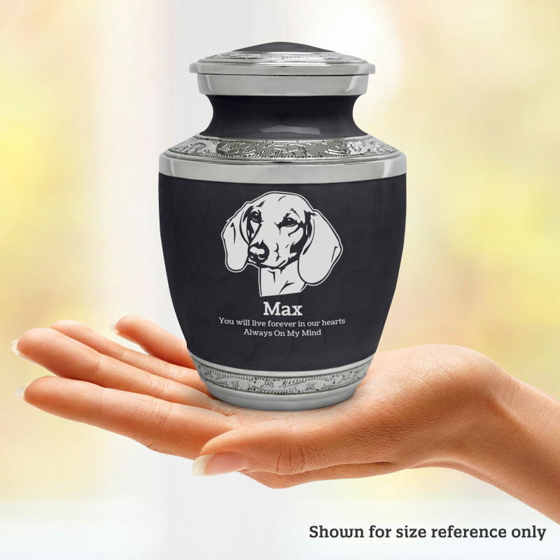 Small Shorthaired Dachshund Pet Cremation Urn - Ebony Black