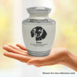 Small Shorthaired Dachshund Pet Cremation Urn - Radiant White