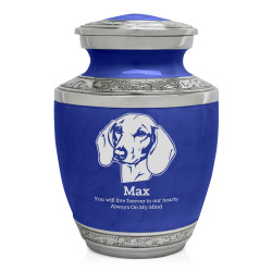 Small Shorthaired Daschund Pet Cremation Urn - Royal Blue