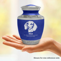 Small Shorthaired Dachshund Pet Cremation Urn - Royal Blue