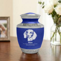 Small Shorthaired Dachshund Pet Cremation Urn - Royal Blue