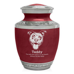 Small Pitbull Pet Cremation Urn - Rose Red