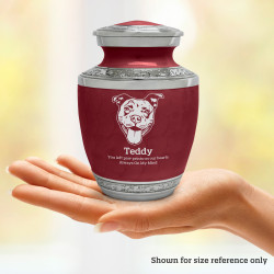 Small Pitbull Pet Cremation Urn - Rose Red