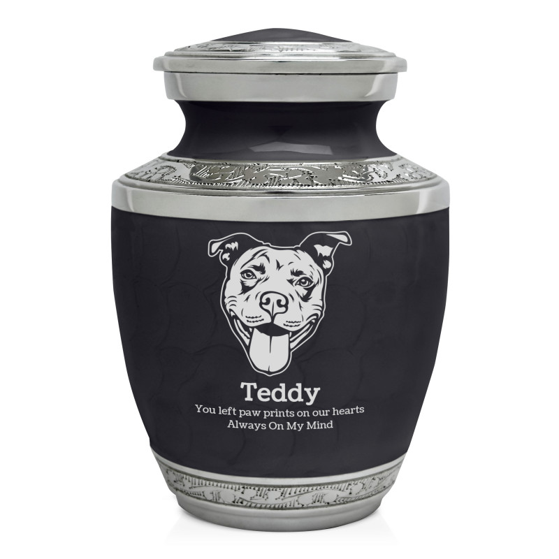 Small Pitbull Pet Cremation Urn - Ebony Black