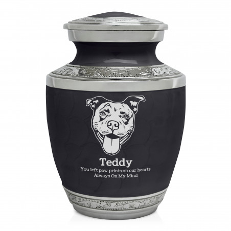 Small Pitbull Pet Cremation Urn - Ebony Black