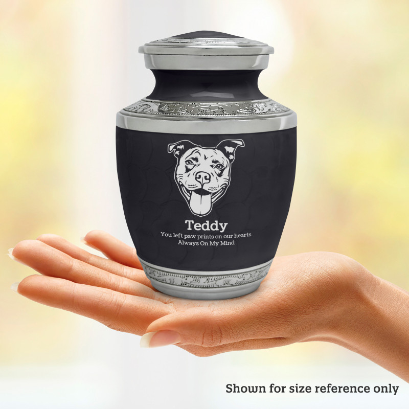 Small Pitbull Pet Cremation Urn - Ebony Black