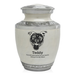 Small Pitbull Pet Cremation Urn - Radiant White