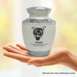 Small Pitbull Pet Cremation Urn - Radiant White