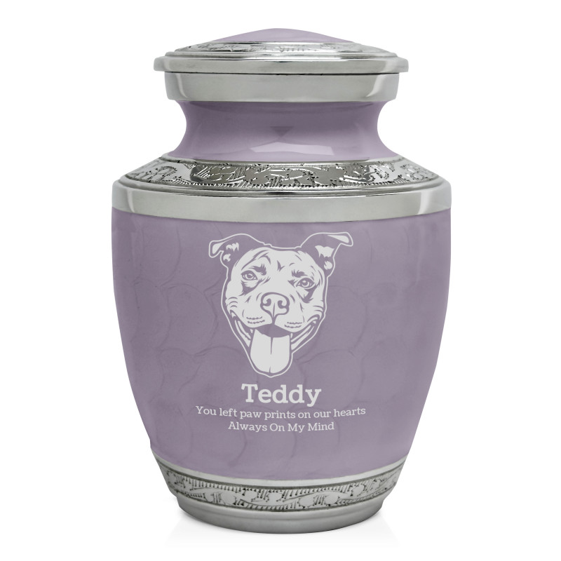 Small Pitbull Pet Cremation Urn - Regal Purple