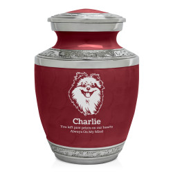 Small Pomeranian Pet Cremation Urn - Rose Red