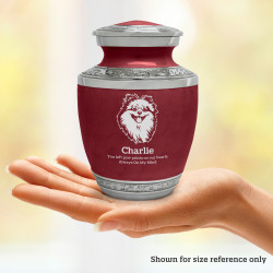 Small Pomeranian Pet Cremation Urn - Rose Red