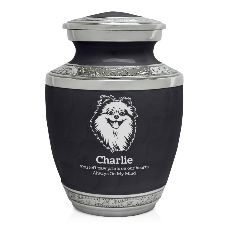 Small Pomeranian Pet Cremation Urn - Ebony Black
