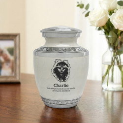 Small Pomeranian Pet Cremation Urn - Radiant White