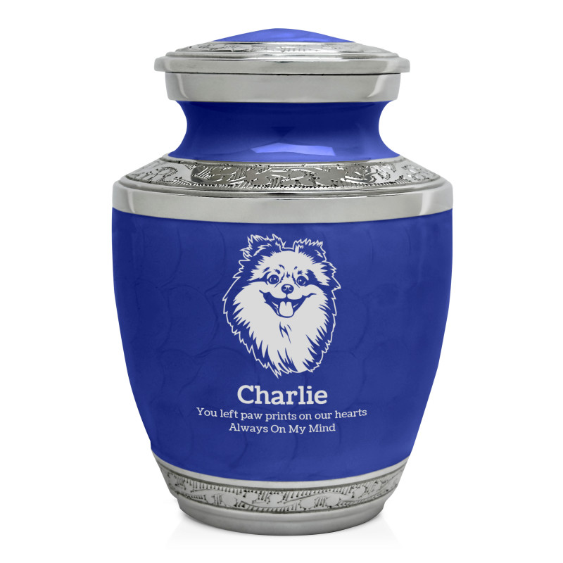 Small Pomeranian Pet Cremation Urn - Royal Blue