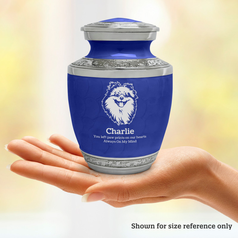 Small Pomeranian Pet Cremation Urn - Royal Blue