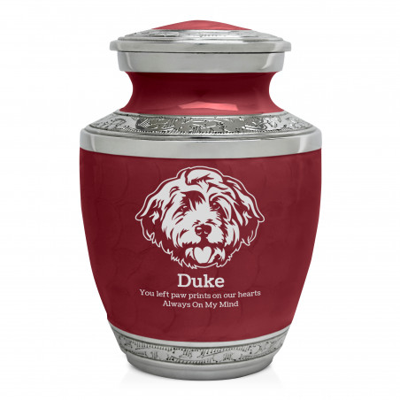 Small Cockapoo Pet Cremation Urn - Rose Red