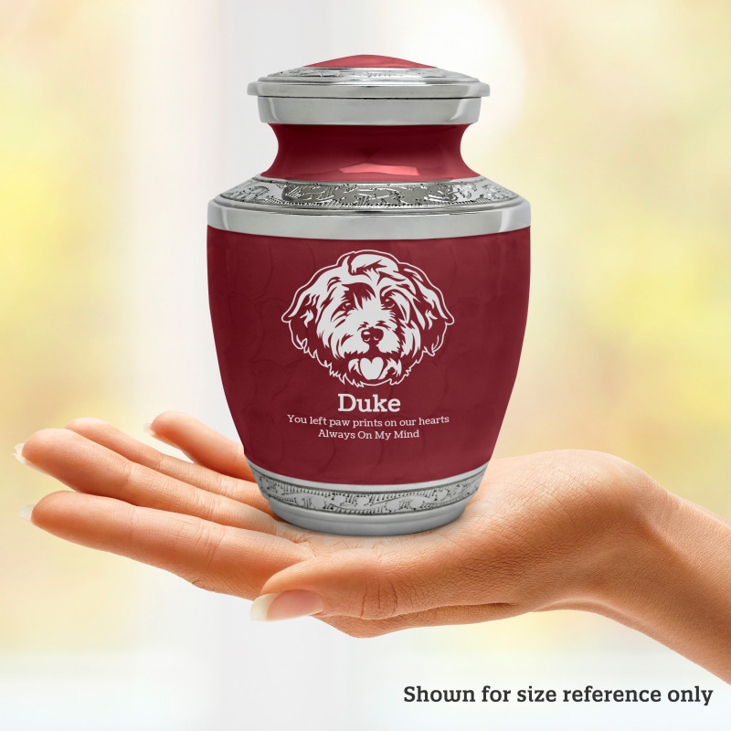 Small Cockapoo Pet Cremation Urn - Rose Red