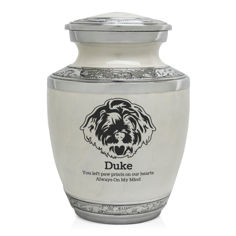Small Cockapoo Pet Cremation Urn - Radiant White
