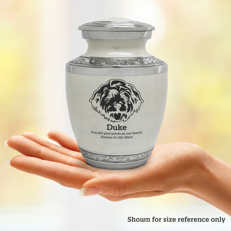 Small Cockapoo Pet Cremation Urn - Radiant White
