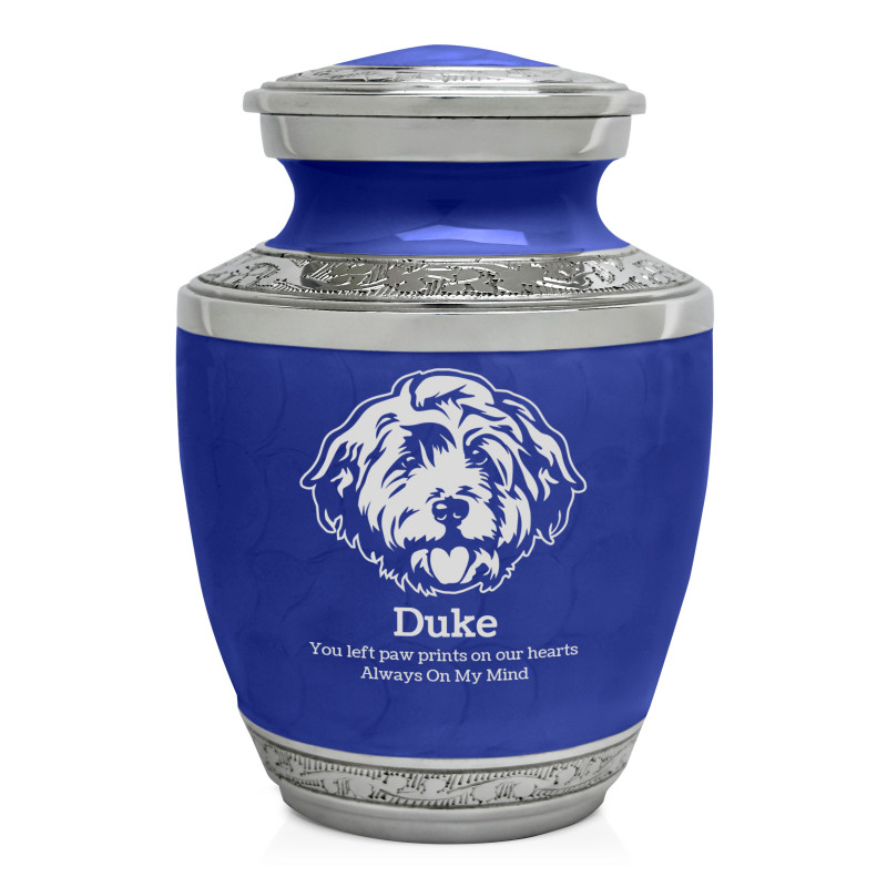 Small Cockapoo Pet Cremation Urn - Royal Blue