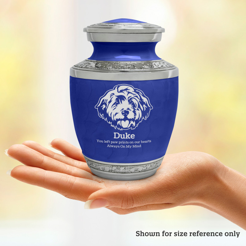 Small Cockapoo Pet Cremation Urn - Royal Blue