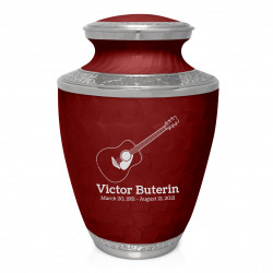 Acoustic Guitar Cremation Urn - Rose Red