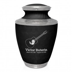 Acoustic Guitar Cremation Urn - Ebony Black