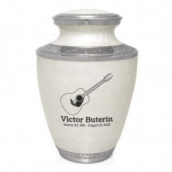 Acoustic Guitar Cremation Urn - Radiant White