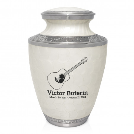 Acoustic Guitar Cremation Urn - Radiant White