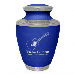 Acoustic Guitar Cremation Urn - Royal Blue