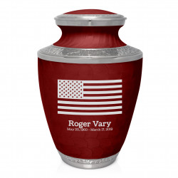 USA Flag Cremation Urn - Rose Red