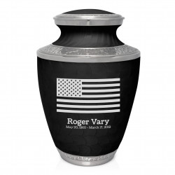 USA Flag Cremation Urn - Ebony Black