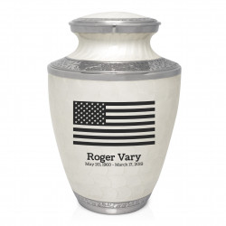 USA Flag Cremation Urn - Radiant White