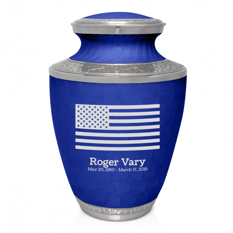 USA Flag Cremation Urn - Royal Blue