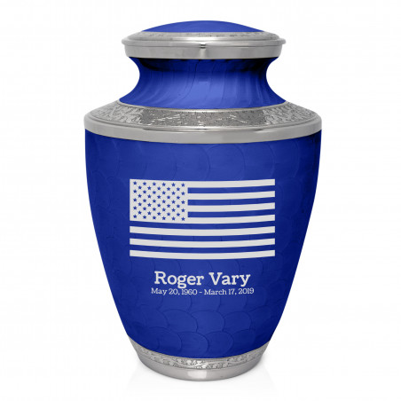 USA Flag Cremation Urn - Royal Blue