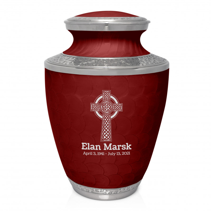Celtic Cross Cremation Urn - Rose Red