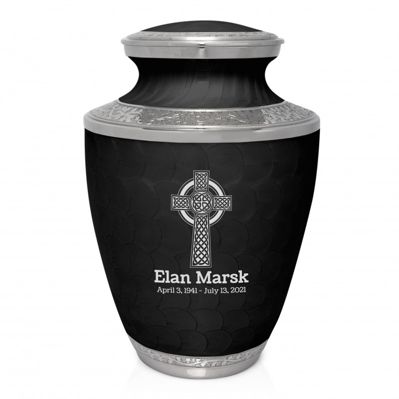 Celtic Cross Cremation Urn - Ebony Black