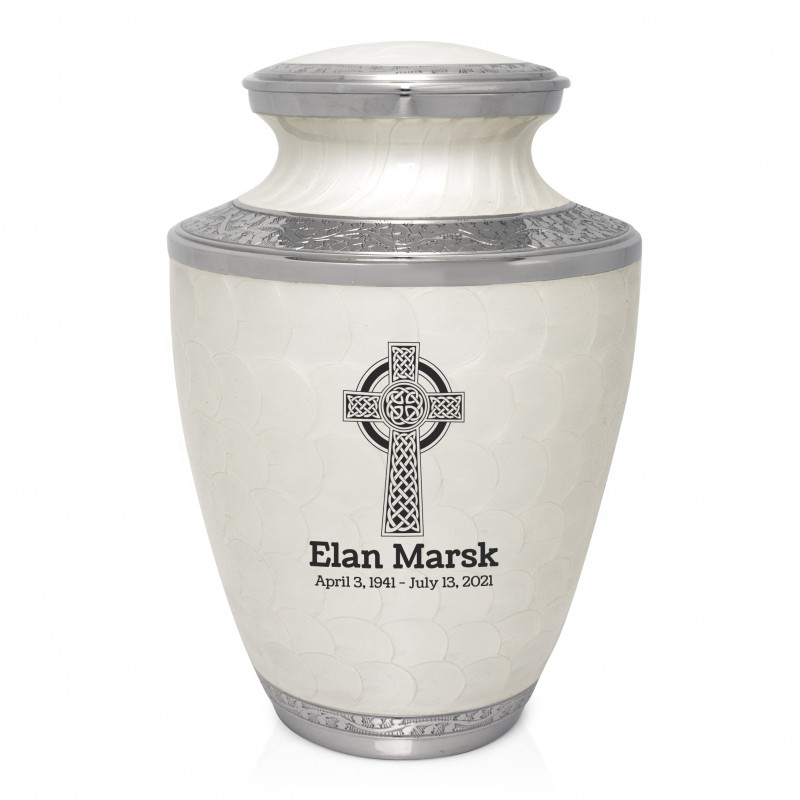 Celtic Cross Cremation Urn - Radiant White