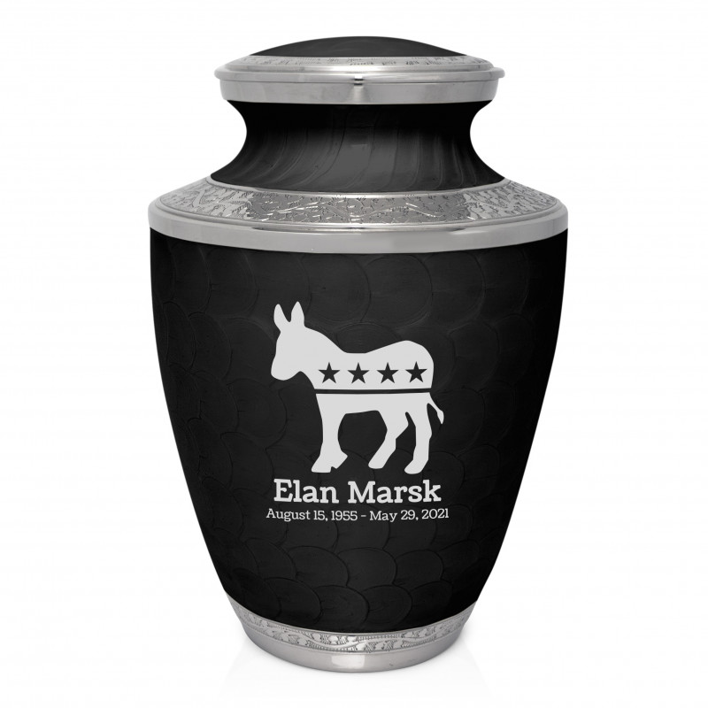 Democratic Donkey Cremation Urn - Ebony Black