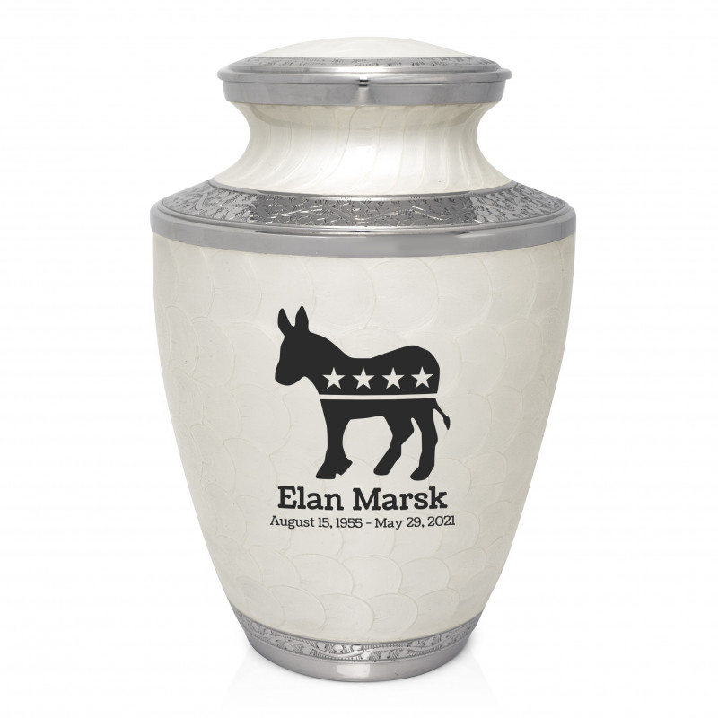 Democratic Donkey Cremation Urn - Radiant White